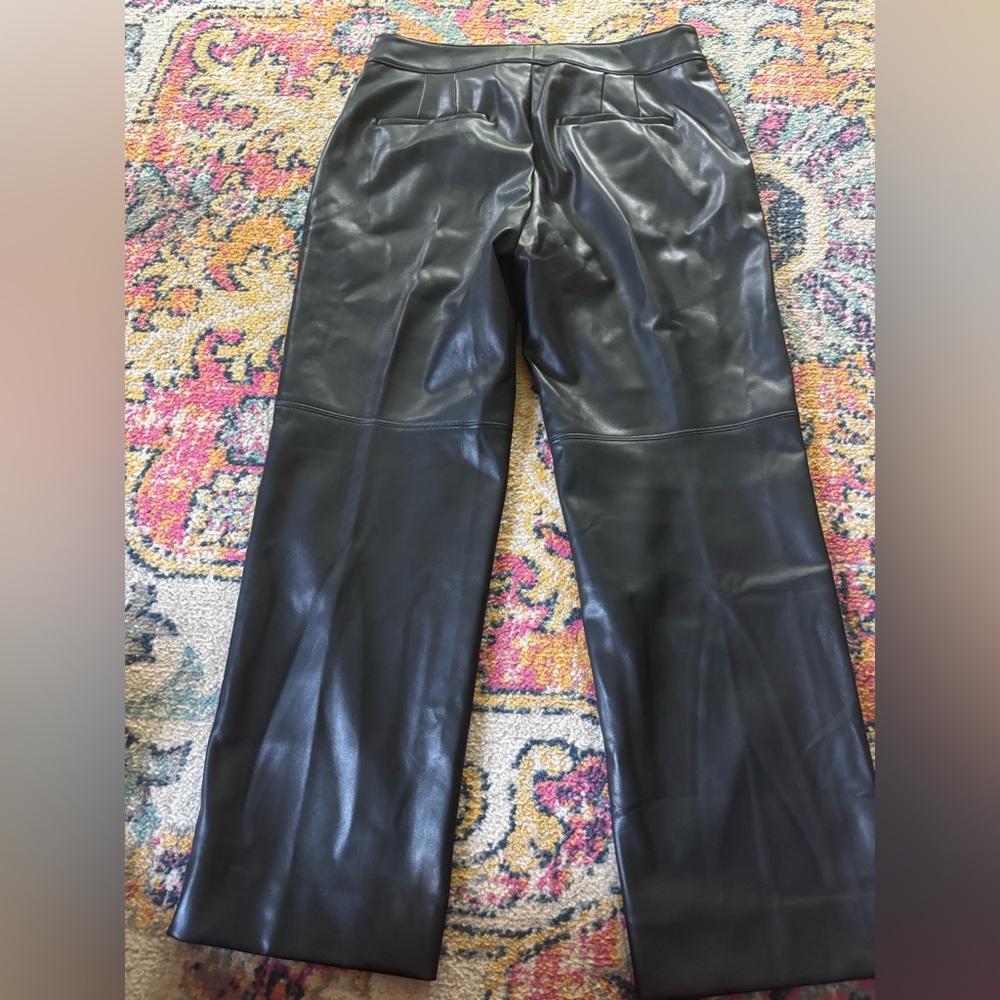 Banana Republic Women's Black Leather Wide Leg Pants